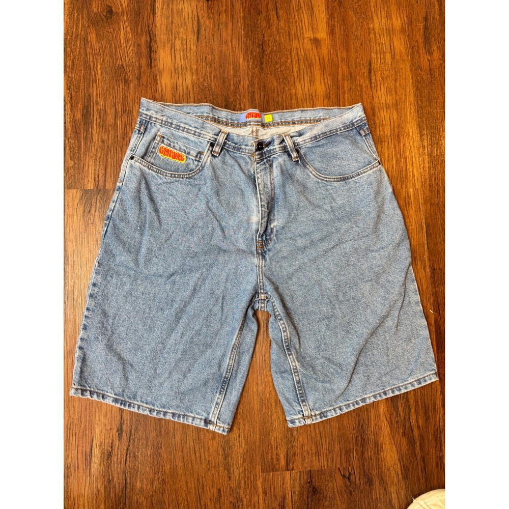 Empyre Mens Light Wash Denim Skate Shorts Baggy Fit Sz 36 Y2K Zumiez Streetwear